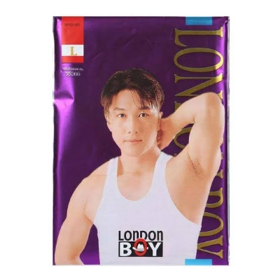 Picture of London Boy Cotton Innerwear RN Vests for Men (Sando Genji)-White