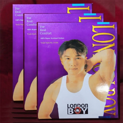 Picture of London Boy Cotton Innerwear RN Vests for Men (Sando Genji)-White