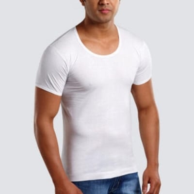 Picture of London Boy Cotton RNS Innerwear VEST with Short Sleeve (Half Hata Sando Genji)-White