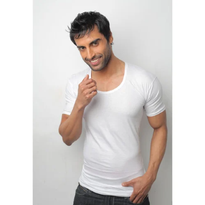 Picture of London Boy Cotton RNS Innerwear VEST with Short Sleeve (Half Hata Sando Genji)-White