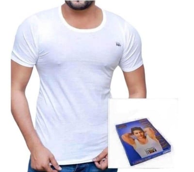 Picture of London Boy Cotton RNS Innerwear VEST with Short Sleeve (Half Hata Sando Genji)-White