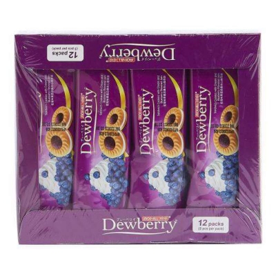 Picture of DEWBERRY SANDWICH COOKIES WITH CREAM AND BLUEBERRY FLAVORED (THAILAND) -324GM 12PCS PACK