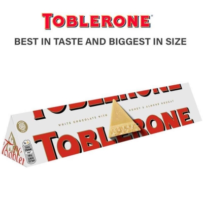 Picture of TOBLERONE WHITE CHOCOLATE WITH HONEY & ALMOND NOUGAT 100GM 4PCS PACK