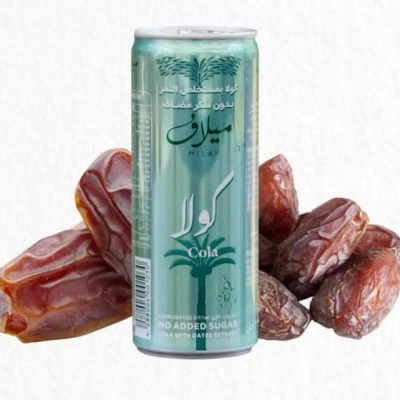 Picture of MILAF COLA WITH DATES EXTRACT CARBONATED DRINK (NO ADDED SUGAR) MADE SAUDI - 240ML