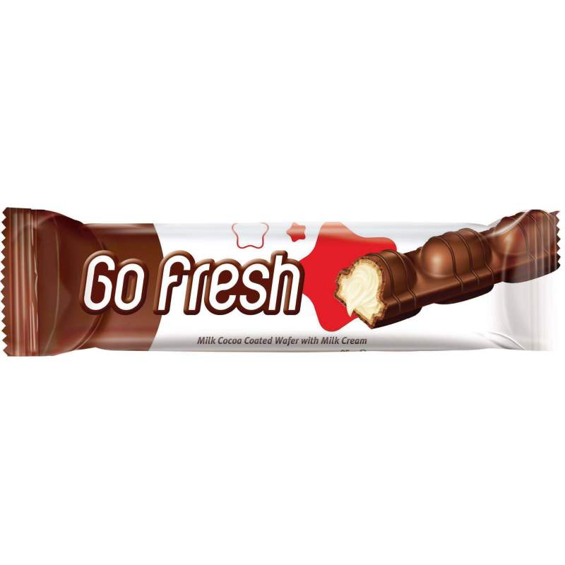 Picture of Go Fresh Chocolate Coated Wafer with Milk Cream, Each Individually Wrapped 20g X Pack of 24 (From Turkey)