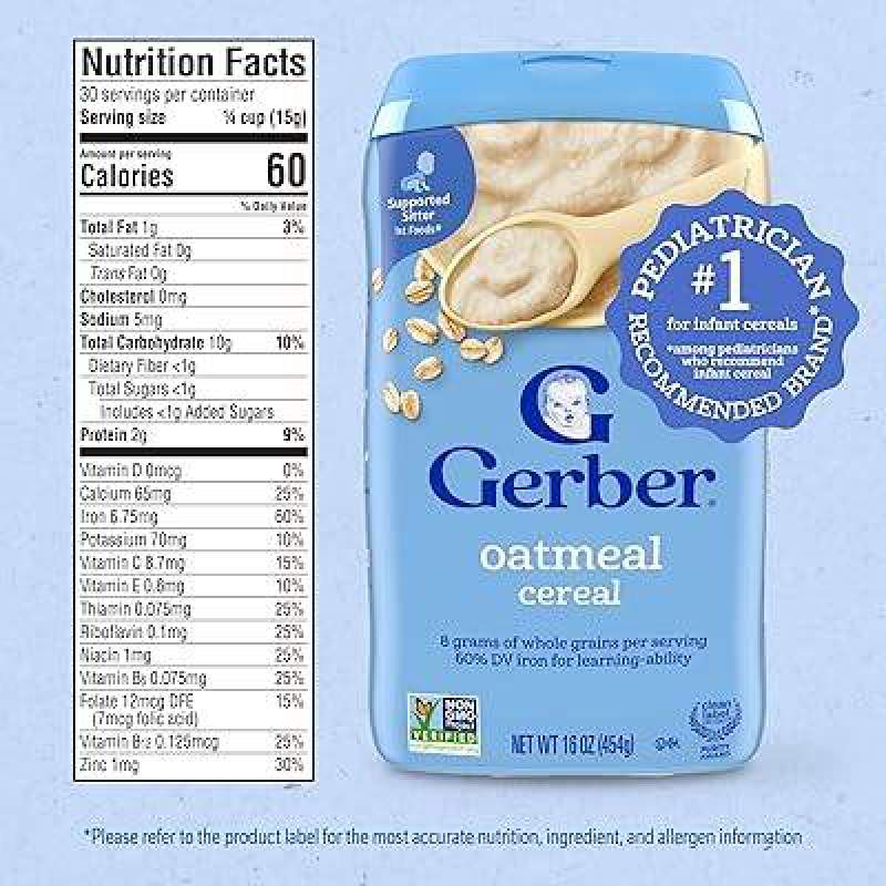 Picture of Gerber Cereal For Baby Oatmeal Grain & Grow (U.S.A) - 227g