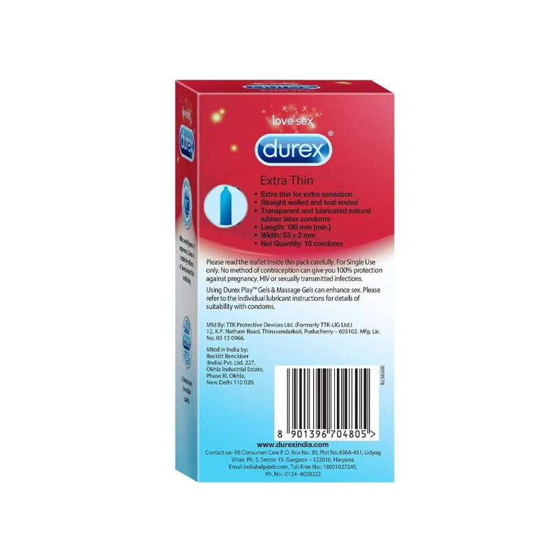 Picture of DUREX CONDOMS EXTRA THIN MADE IN INDIA 10N