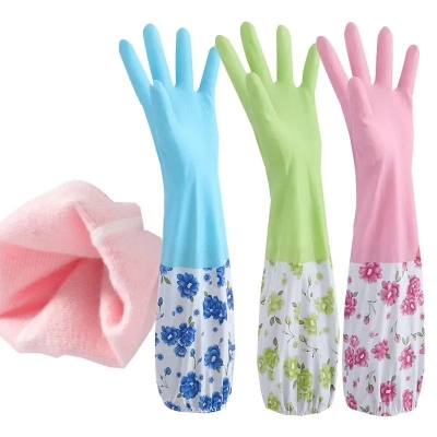 Picture of High Quality Silicone Dish Washing Kitchen Hand Gloves (Multicolor)-Multicolor