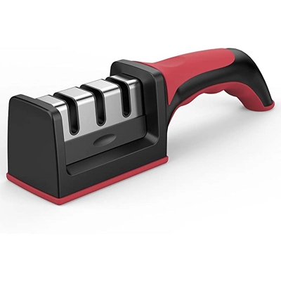 Picture of 3 Stages Knife Sharpener Sharpening Stone Sharpening Hone Grindstone-Red
