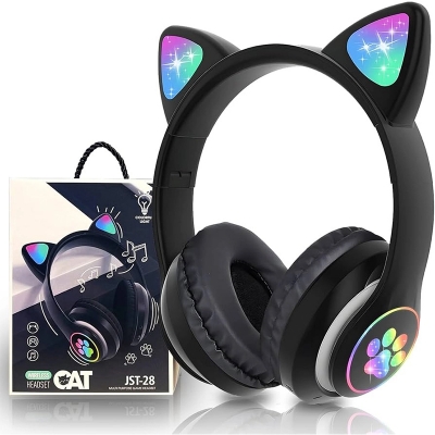 Picture of LED Cat Ear Wireless Headset (JST-28)-Black