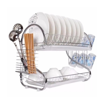 Picture of 2 Layer Dish Drainer Rack – Kitchen Dish Drying Stand-Silver