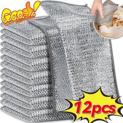 Picture of Stainless Steel Mesh Cleaning Cloth – 12 Pcs Set-Multicolor
