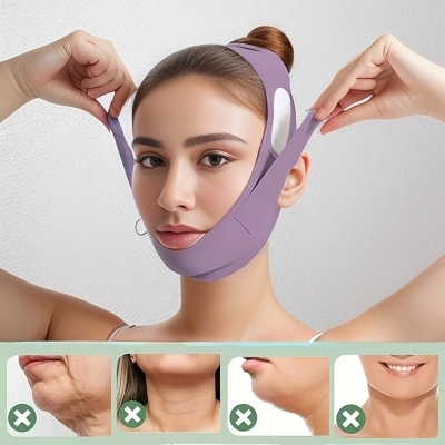 Picture of Face Shaper, Jawline Shaper, Face Lifting Mask - Reusable, Breathable Adjustable V-Line Face Lifting Mask-1 Pink
