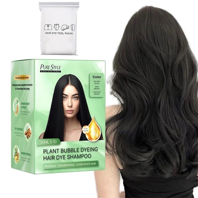 Picture of Hair Color Dye Shampoo Pure Style Plant Bubble Dyeing Hair Dye Shampoo-BROWN