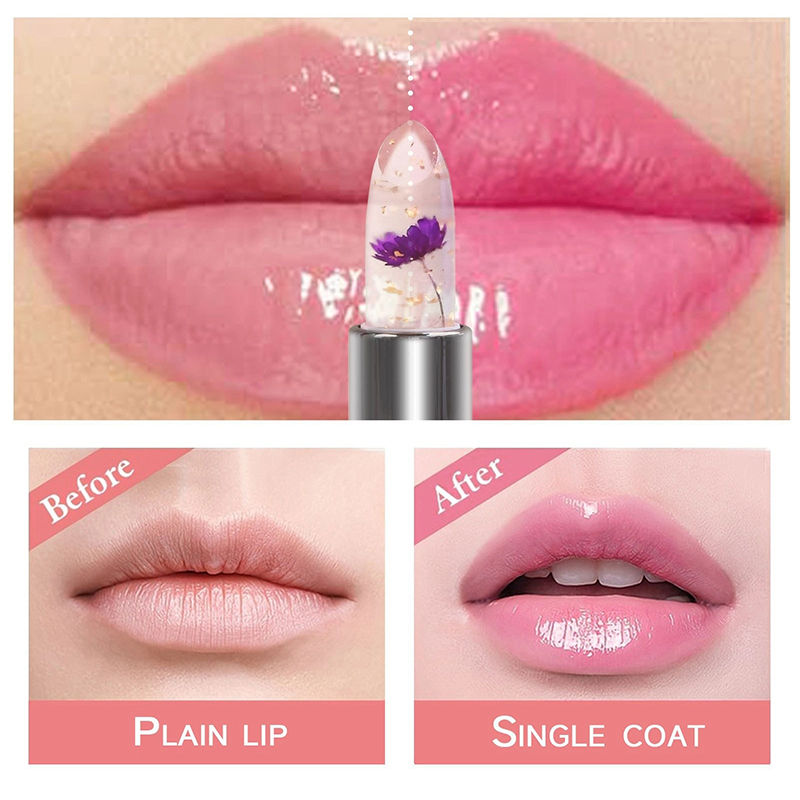 Picture of Emaimei Dried Flower Lipstick Colored Lip Care Moisturizing Lasting Jelly Thermochromic Lipstick-Light Pink