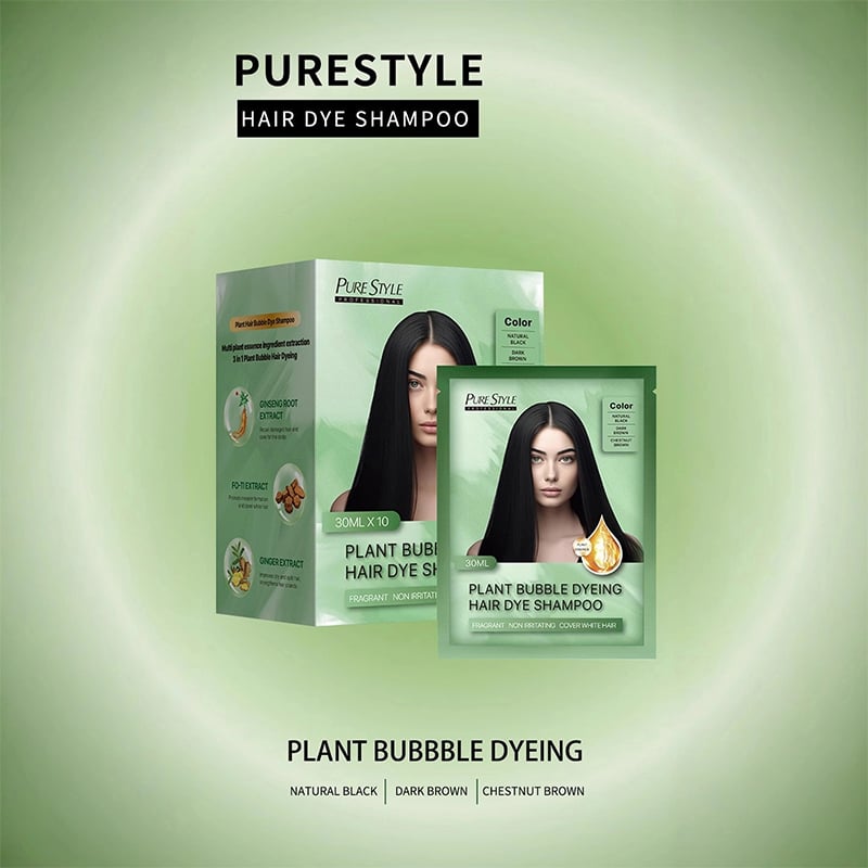Picture of Hair Color Dye Shampoo Pure Style Plant Bubble Dyeing Hair Dye Shampoo-BROWN