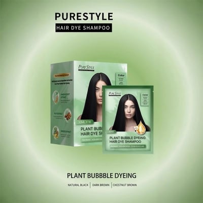 Picture of Hair Color Dye Shampoo Pure Style Plant Bubble Dyeing Hair Dye Shampoo-BROWN