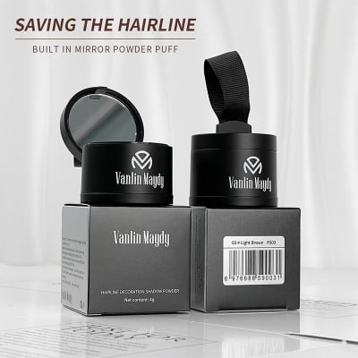 Picture of Vanlin Maydy Hairline Shadow Powder - Root Touch Up Hair Color for Gray Coverage - Bald Spot Concealing Hair Powder for Women & Men - 24-Hour Stain-Proof-Coffee