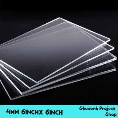 Picture of Acrylic Sheet Transparent for DIY Crafting 4mm thick 6 inch X 6 inch-Neutral