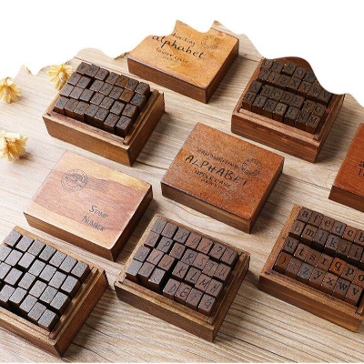 Picture of DIY retro letter stamp diary stamp 28 pieces uppercase and lowercase/digital weather series-Capital Letter, Small Letter, Number