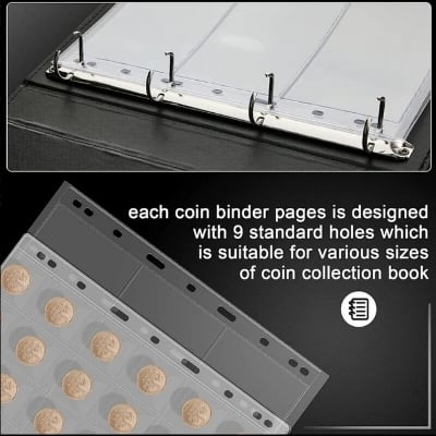 Picture of Leather Album Binder file insert 9 hole page (only album)-black