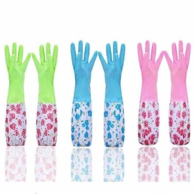 Picture of Dishwashing Cleaning Rubber Gloves Non-Slip Kitchen Glove Waterproof