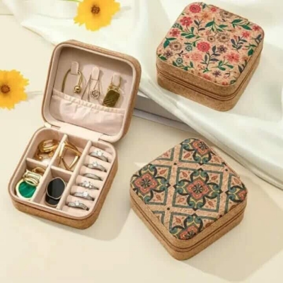 Picture of Retro Floral Print Portable Jewellery Storage Box
