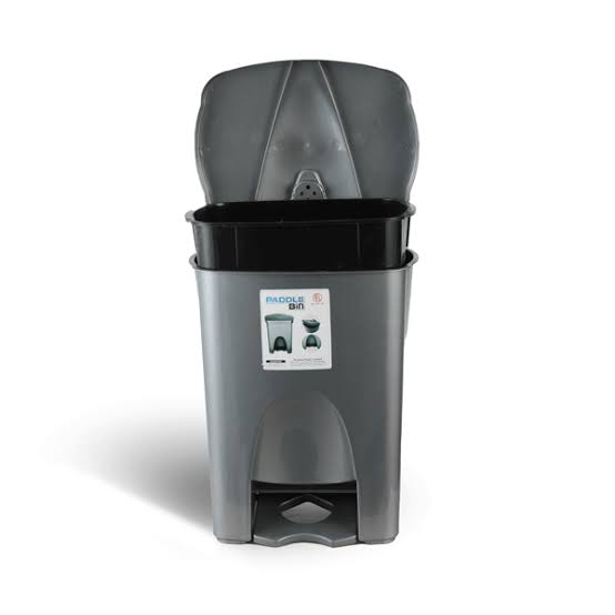 Picture of RFL Paddle Bin 15L - Durable Hands-Free Plastic Waste Bin (Silver)