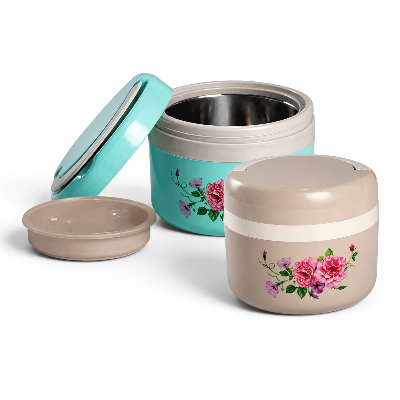 Picture of RFL Leisure Insulated Tiffin Box Stelo One Bowl 1000ml | Food Grade Inner SS Hot & Cold Lunch Box with Easy Carry Handle