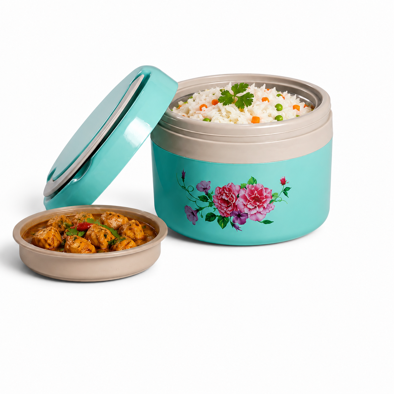 Picture of RFL Leisure Insulated Tiffin Box Stelo One Bowl 1000ml | Food Grade Inner SS Hot & Cold Lunch Box with Easy Carry Handle
