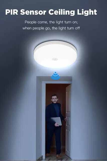 Picture of Motion Sensor Smart LED Ceiling Lights 12W Industrial LED Light 220V Smart PIR Sensor Lighting Modern Led Ceiling Lamp - White