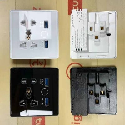 Picture of TYSH Smart Home Universal Wall Socket With 2 Usb Tuya 13A Wifi Power Smart Socket Work With Alexa Google Home - White