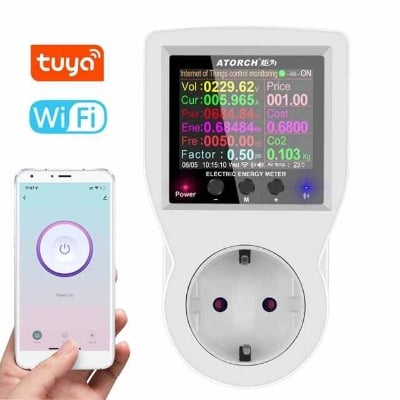 Picture of Digital Wattmeter Smart WIFI/Bluetooth 16A 220V AC Power Meter Electricity Consumption Energy Meter Power Wattage Electricity Meter - White