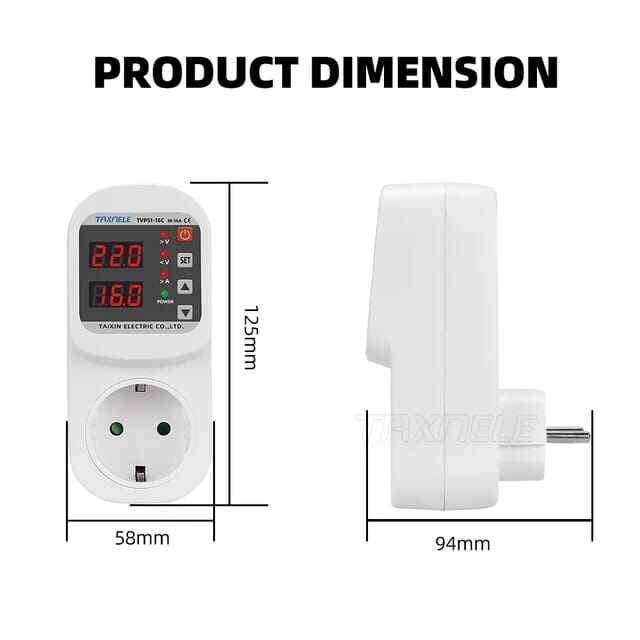 Picture of Over Voltage Current Under Voltage Protector Socket AC 220V Adjustable 16A Surge Protector EU Plug Socket Safe Protect - White