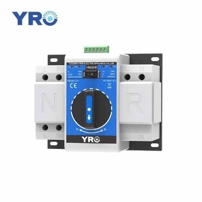 Picture of YRO Auto/Manual Switching Circuit Breakers YRQ2CB-63 2P 63A Dual Power Automatic Transfer Switch AC230V 50/60Hz MCB - White-Blue