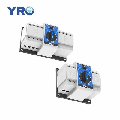 Picture of YRO Auto/Manual Switching Circuit Breakers YRQ2CB-63 2P 63A Dual Power Automatic Transfer Switch AC230V 50/60Hz MCB - White-Blue