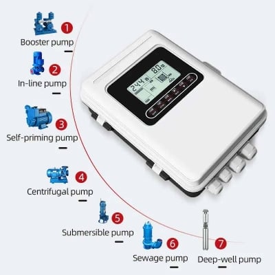 Picture of JNN Water Pump Intelligent Controller With Capacitor for Submersible Pumps - White