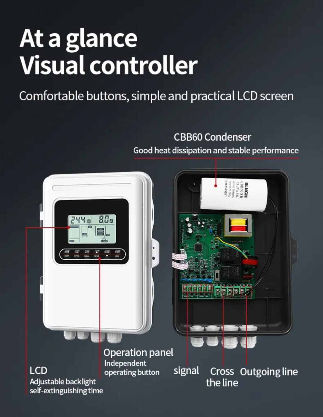 Picture of JNN Water Pump Intelligent Controller With Capacitor for Submersible Pumps - White