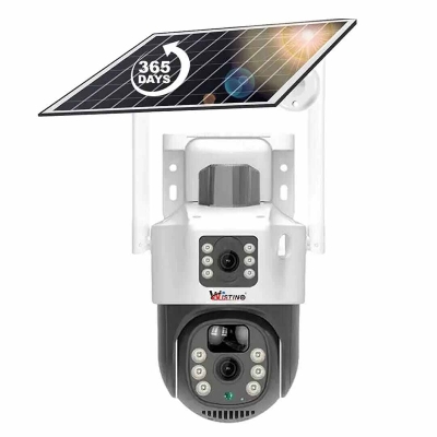 Picture of Wistino 6MP V380pro Outdoor Dual Lens 4G Cctv Camera Waterproof Auto Tracking Motion Detection Alarming 4g Solar Camera - White