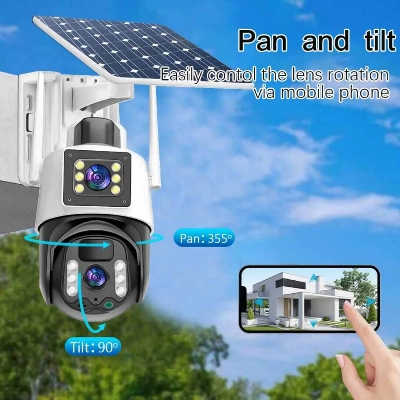 Picture of Wistino 6MP V380pro Outdoor Dual Lens 4G Cctv Camera Waterproof Auto Tracking Motion Detection Alarming 4g Solar Camera - White