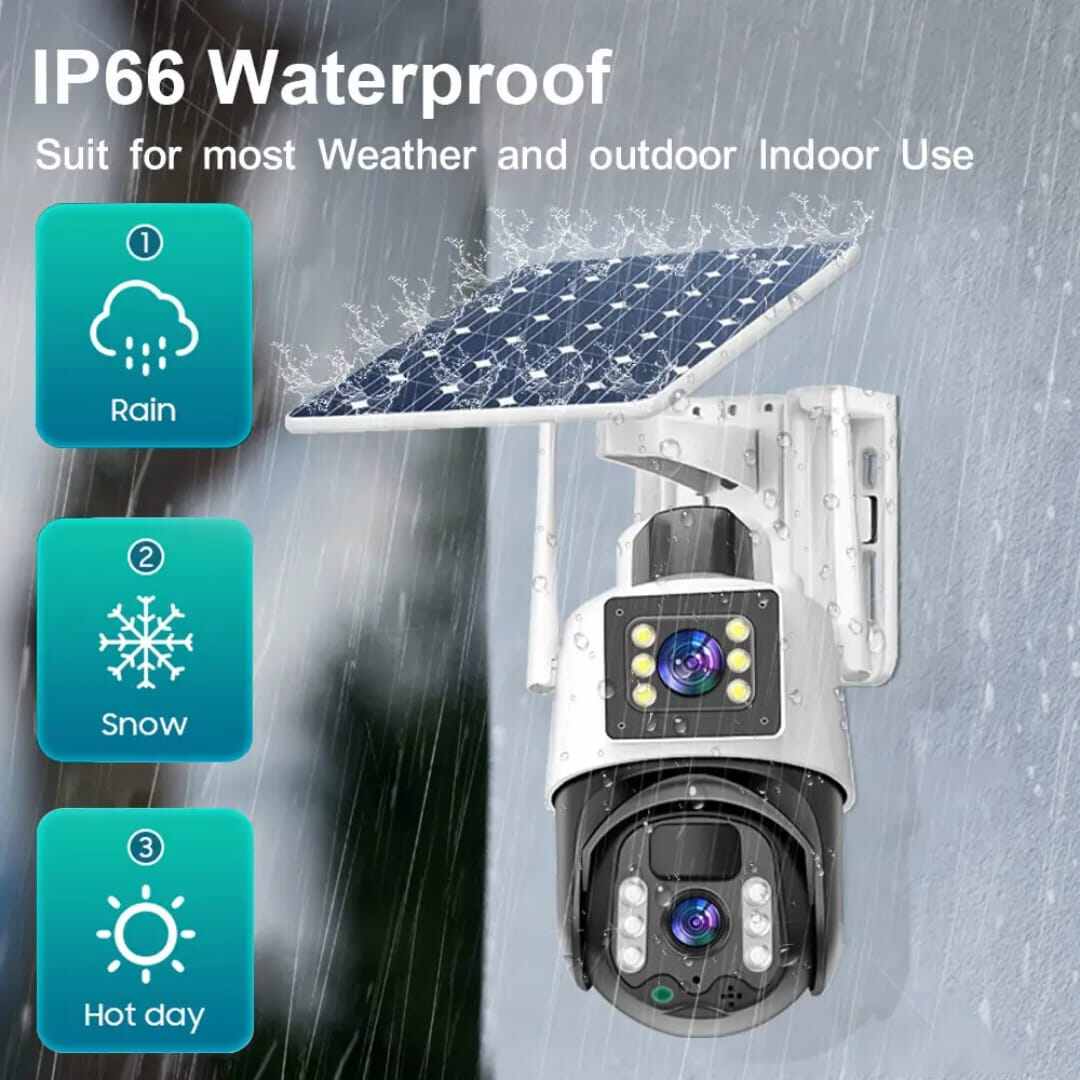 Picture of Wistino 6MP V380pro Outdoor Dual Lens 4G Cctv Camera Waterproof Auto Tracking Motion Detection Alarming 4g Solar Camera - White