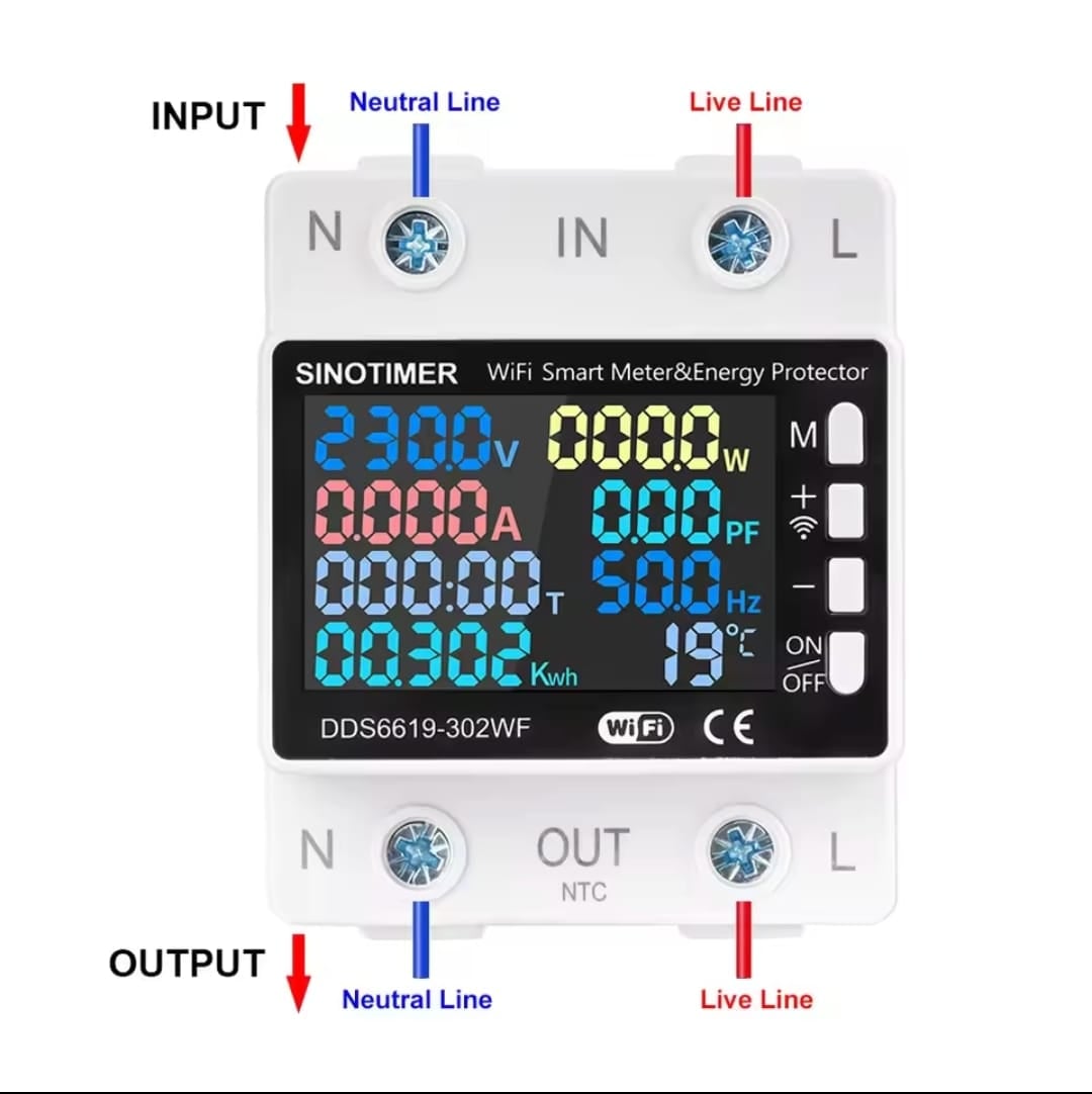 Picture of DDS6619-302 63A Single-Phase AC Multi-Function Over- and Under-Voltage Protector Electronic Meters - White
