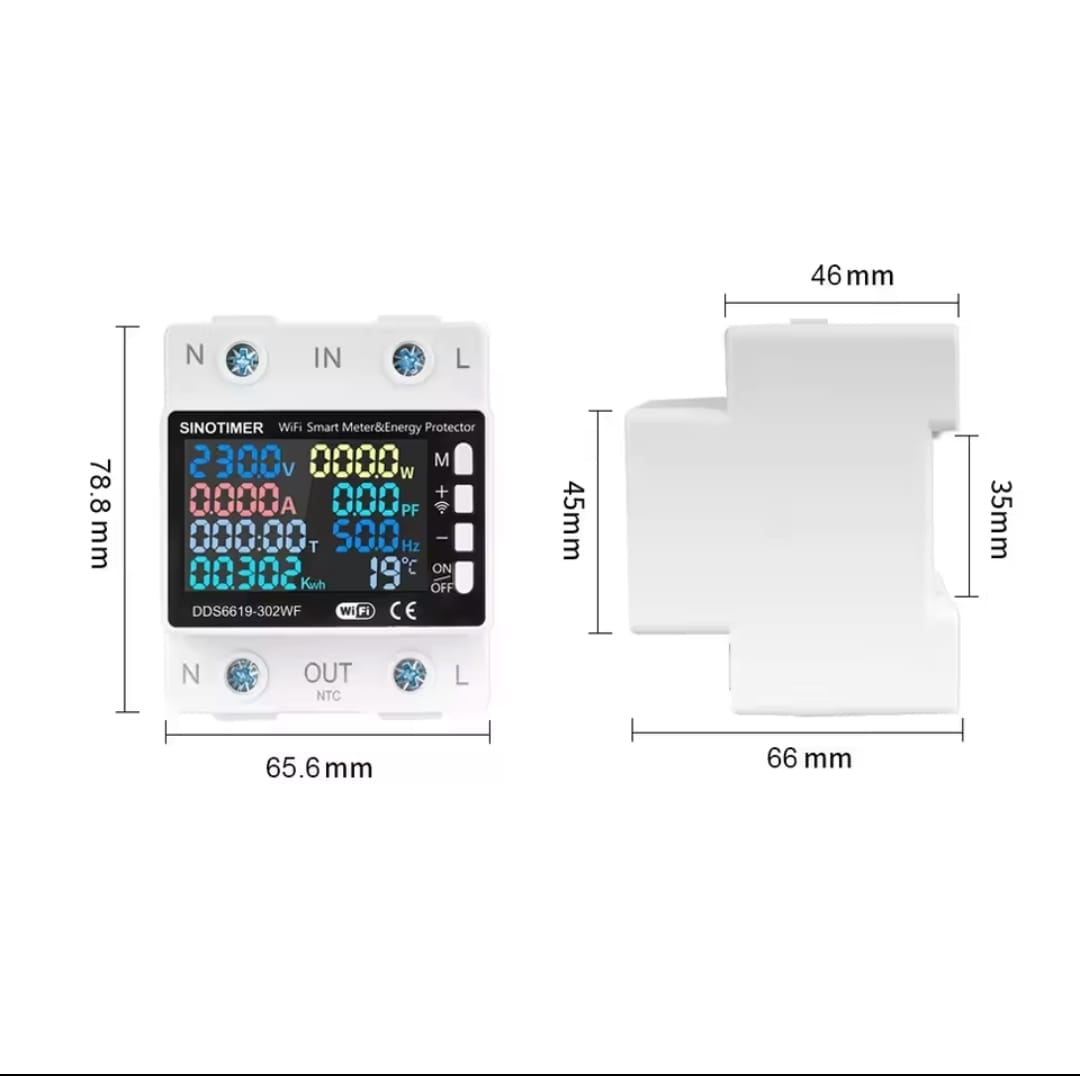 Picture of DDS6619-302 63A Single-Phase AC Multi-Function Over- and Under-Voltage Protector Electronic Meters - White