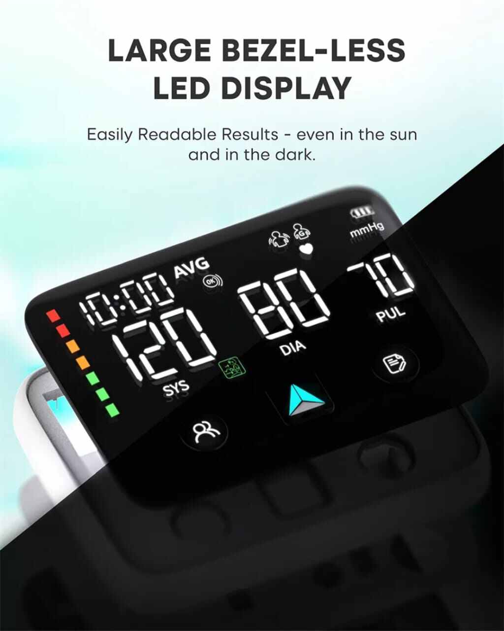 Picture of Rechargeable Wrist Blood Pressure Monitor Digital Automatic 240 Sets Memory Large LED Display Blood Pressure Machine With Voice - White