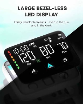 Picture of Rechargeable Wrist Blood Pressure Monitor Digital Automatic 240 Sets Memory Large LED Display Blood Pressure Machine With Voice - White