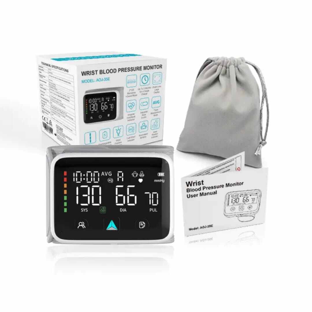 Picture of Rechargeable Wrist Blood Pressure Monitor Digital Automatic 240 Sets Memory Large LED Display Blood Pressure Machine With Voice - White