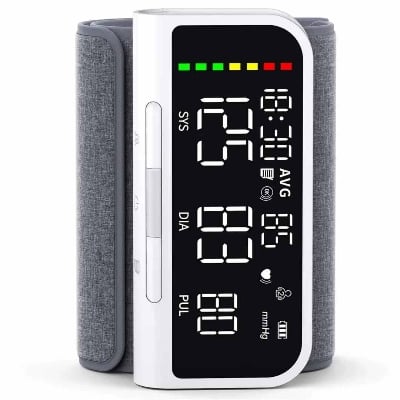 Picture of Rechargeable Sphygmomanometer Blood Pressure Machine BP Monitor Digital Tensiometer Upper Arm Digital Blood Pressure Monitor - White