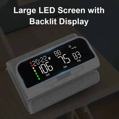 Picture of Rechargeable Sphygmomanometer Blood Pressure Machine BP Monitor Digital Tensiometer Upper Arm Digital Blood Pressure Monitor - White