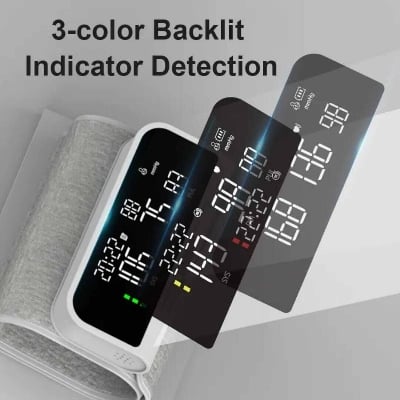 Picture of Rechargeable Sphygmomanometer Blood Pressure Machine BP Monitor Digital Tensiometer Upper Arm Digital Blood Pressure Monitor - White