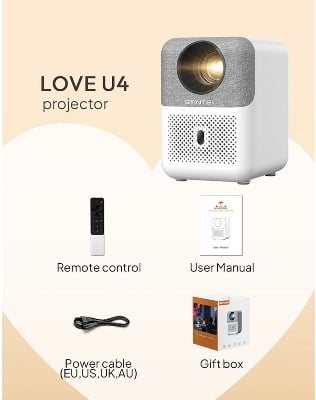 Picture of BYINTEK LOVE U4 Dust-Proof Smart WIFI 3D LCD Video Android IPTV LED Home Theater Projector with Fabric Art - White